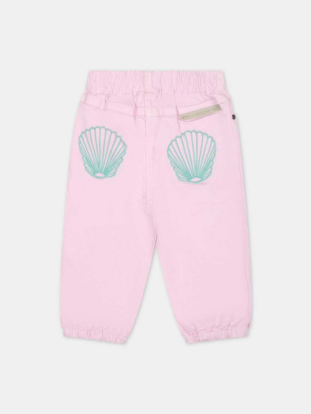 Pink jeans for baby girl with shells